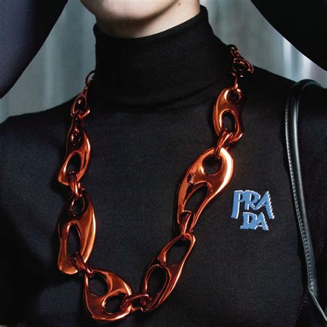 prada nylon gold chain|Prada chain necklace.